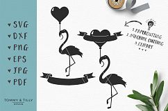 Flamingo Heart Balloon - SVG DXF PNG EPS JPG PDF Cut File Product Image 1