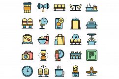 Waiting area icons set vector flat Product Image 1