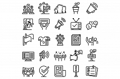 Agitation icons set, outline style Product Image 1