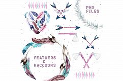 Watercolor Feathers &amp; Raccoons Product Image 3
