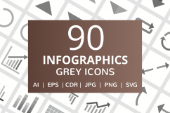 90 Infographics Flat Greyscale Icons Product Image 1