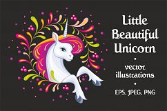 Little beautiful unicorn. Vector illustrations. Product Image 1