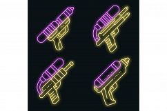 Squirt gun icons set vector neon Product Image 1