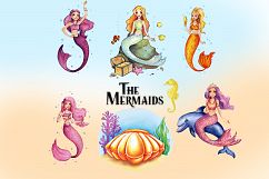 Watercolor Colorful Mermaids by Whimseez Product Image 2