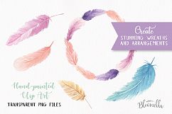 Feathers 38 Elements Watercolor Pretty Boho Mix Colourful Product Image 2