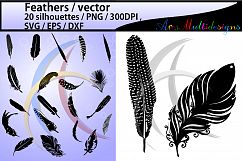 feather silhouette SVG / Feathers / feather clipart / layer base svg format available / 300 dpi / vector files / EPS / PNG /Dxf sets Product Image 1
