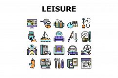 Mens Leisure Time Collection Icons Set Vector Product Image 1