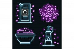 Mustard icons set vector neon Product Image 1