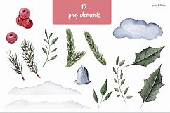 Cute Christmas dogs winter watercolor clipart Product Image 5