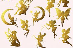 Gold Foil Fairies Clipart Product Image 1