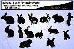 Rabbit Silhouette / vector rabbit / Bunny Silhouettes / High Quality / printable bunny / rabbit / bugs bunny / SVG / PNG / easter bunny Product Image 1