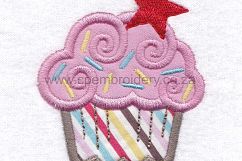 Star and Sprinkles Cupcake Applique Embroidery Design Product Image 8