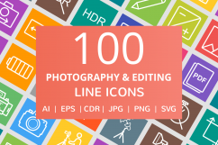 100 Photography &amp; Picture Line Multicolor B/G Icons Product Image 1