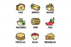 Mexican food icons set, outline style Product Image 1
