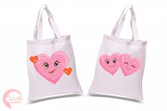 Valentine faces clipart, Heart emojis clipart, graphics illustrations AMB-1172 Product Image 2