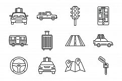 Road car trip icons set, outline style Product Image 1