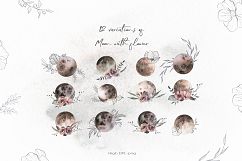 Watercolor Moon &amp; Constellation Flower Leaves and graphics Product Image 8