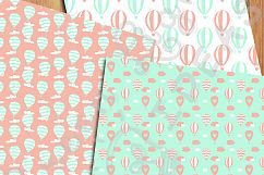 Mint and Coral Hot Air Balloons Digital Papers Product Image 2