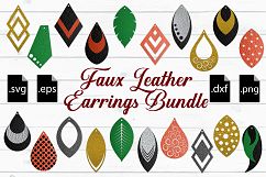 Faux Leather Earrings Bundle SVG, EPS, DXF, PNG Product Image 1