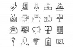 Company PR specialist icons set, outline style Product Image 1