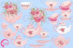 Teacups and Tea Pots in pink cliparts, graphics, illustrations AMB-961 Product Image 5