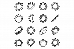 Tambourine icons set, outline style Product Image 1