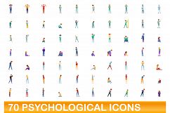 70 psychological icons set, cartoon style Product Image 1