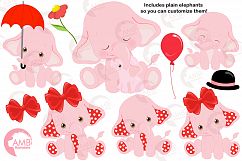 ELEPHANT babies in pink! BUNDLE! 53 cliparts, graphics and illustrations and Patterns AMB-2276 Product Image 7