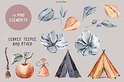 Halloween watercolor set Big autumn watercolor clipart Product Image 3