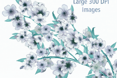 MINT WATERCOLOR FLORAL Clipart Commercial Use Wedding Cherry Blossoms Sakura Branches Flower Bouquets Pretty Floral Wreath Graphics Product Image 5