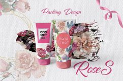 Pink and beige roses PNG watercolor set Product Image 6