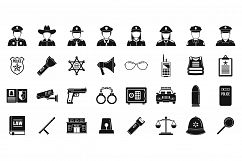 City policeman icons set, simple style Product Image 1