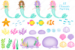 Mermaids, Mermaid graphics &amp; Illustrations, Under the sea Product Image 3