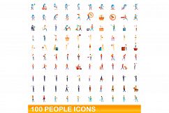 100 people icons set, cartoon style Product Image 1