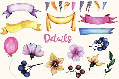 Baby animals. Cute watercolor zebra, hippo, lemur, tiger etc Product Image 3