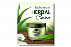 Herbal Care Facial Mask Promotional Banner Vector Product Image 1