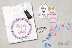 Pretty Pumpkin Harvest Pink Blue Watercolor Clipart Wreaths Product Image 2