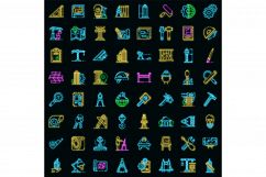 Architect equipment icons set vector neon Product Image 1