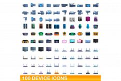 100 device icons set, cartoon style Product Image 1