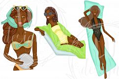 African American Summer Girls Clipart, Girl Illustrations Product Image 5