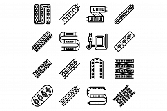 Led strip lights icons set, outline style Product Image 1