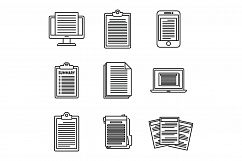 Summary text icons set, outline style Product Image 1