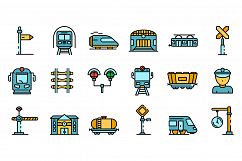 Railway station icons set vector flat Product Image 1