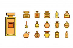 Fragrance bottles icons set line color vector Product Image 1