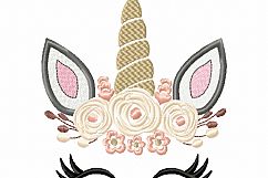 Pretty Unicorn Eyes Head Floral Design - Unicorn EMBROIDERY DESIGN FILE - Unicorn Shabby Chic Face Instant download - 4 sizes Product Image 5