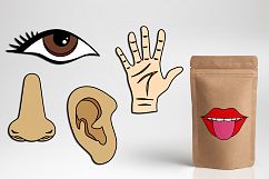 Five senses clipart / tongue mouth, nose, ear, eye, hand Product Image 1