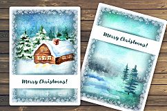 Winter backgrounds. Watercolor landscape Product Image 10
