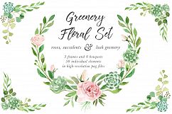Watercolor Greenery Floral Set Product Image 1