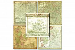 Vintage Maps Digital Paper - 14 Antique Sepia maps Product Image 3