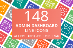 148 Admin Dashboard Line Multicolor B/G Icons Product Image 1